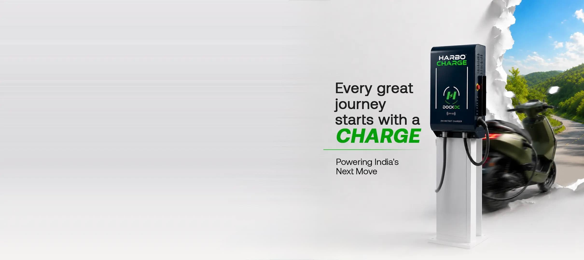 HarboCharge Dock DC fast charger — every great journey starts with a charge. Powering India's next move.