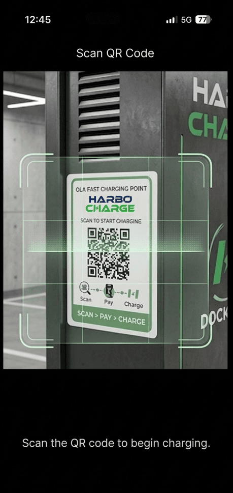 QR code scanning on HarboCharge charger